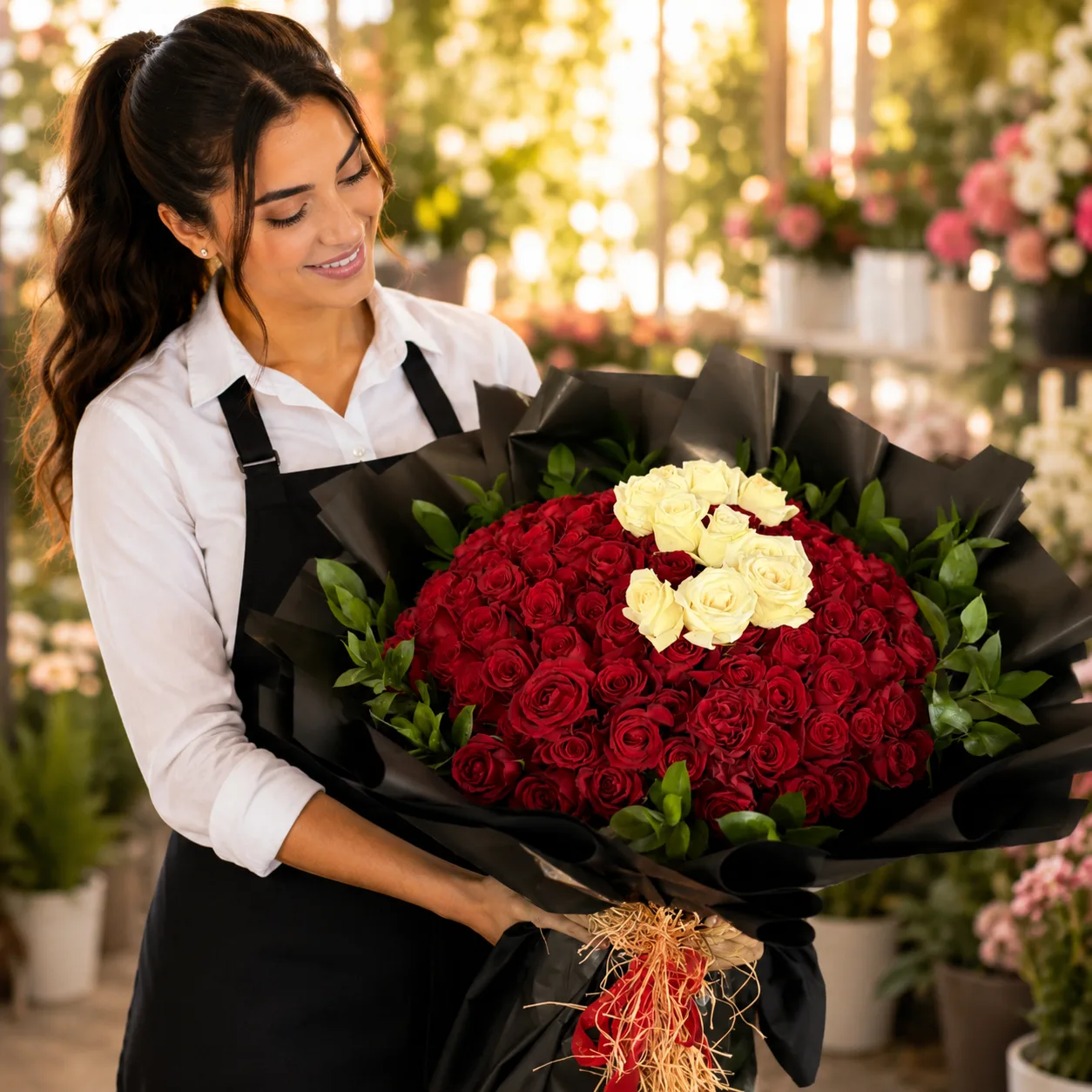 Baş Harfli 101 Kırmızı Gül Buketi