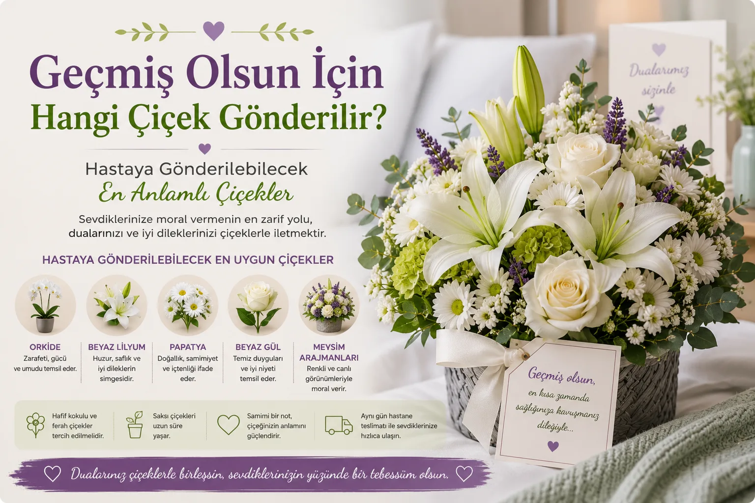 Geçmiş Olsun İçin Hangi Çiçek Gönderilir? Hastaya Gönderilebilecek En Anlamlı Çiçekler