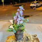 Mor Yapay Orkide Aranjman