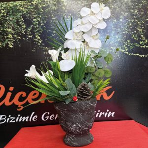 Beyaz Yapay Orkide Aranjman