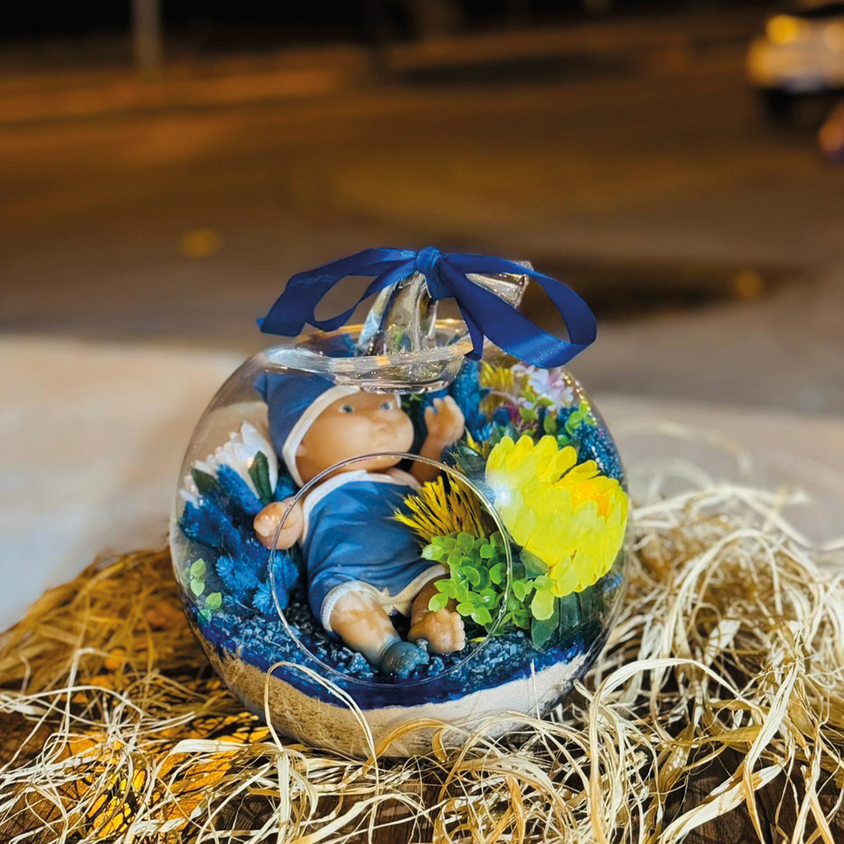 Mavi Erkek Bebek Ürünü Cam Teraryum